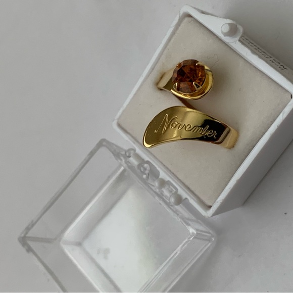 Scorpio Ring Gold November in Script & Topaz Birthstone Size 6 Wrap Ring NIB VTG - Picture 4 of 10